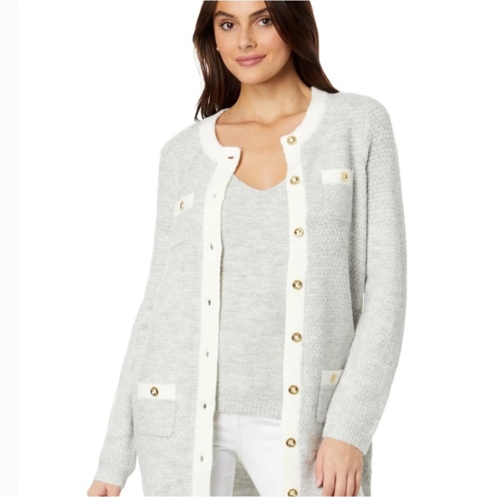 Lilly Pulitzer Gray and White Cardigan Sweater